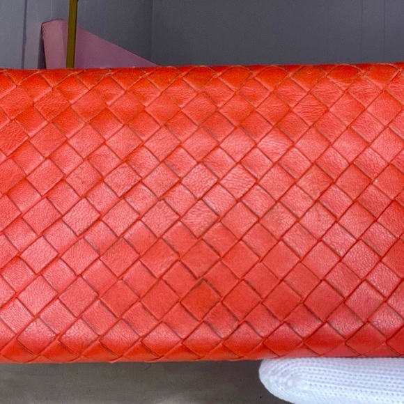 Bottega Veneta Orange Intrecciato Nappa Leather Flap Waller - Picture 4 of 15
